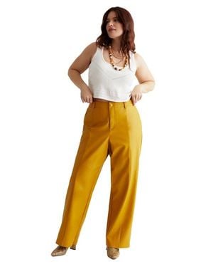 June + Vie High Waisted Faux Leather Pant - Yellow