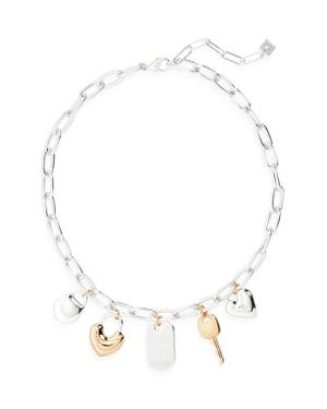 Open Edit Heart Lock Charm Necklace - White