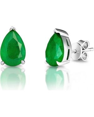 Gemma Azzurro Pear Emerald Stud Earrings - Green