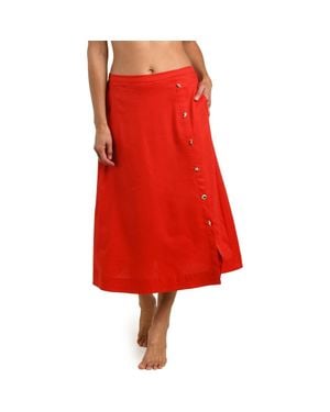 La Blanca Harbor Breeze Midi Cover-Up Skirt - Red