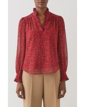 LK Bennett Suzette Pleat Top - Red