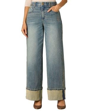 Wit & Wisdom Skyrise Cuffed High Waist Wide Leg Jeans - Blue