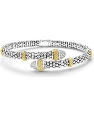 Lagos Two-Tone Caviar Diamond Versa Bypass Bracelet - Metallic
