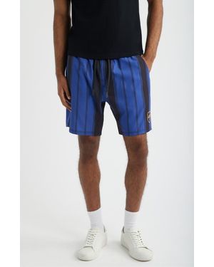 Saint Studio Santo Futbol Tech Stripe Drawstring Shorts - Blue