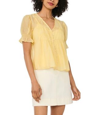 Vince Camuto Pintuck Chiffon Top - Yellow