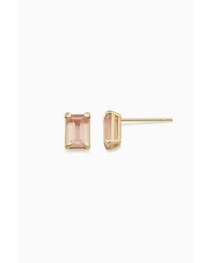 Oradina 14K Date Me Birthstone Stud Earrings - White