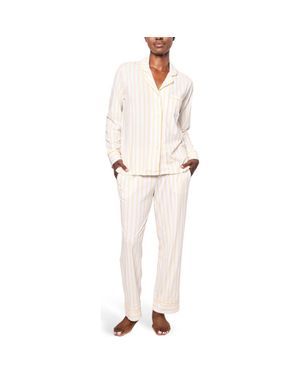 Petite Plume Sunny Stripe Pima Cotton Pajamas - White