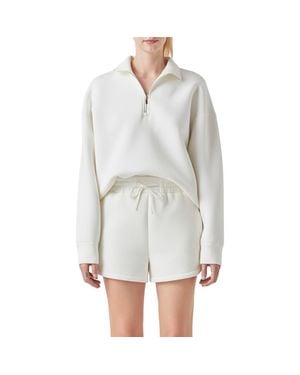 Grey Lab Scuba Knit Quarter Zip Pullover - White
