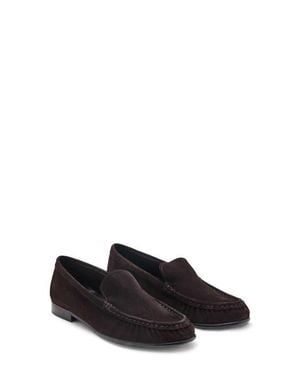 Mango Gathered Suede Loafer - Black