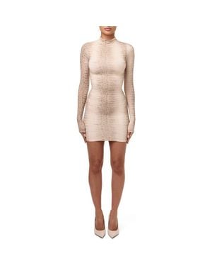 Naked Wardrobe Print Long Sleeve Body-Con Minidress - Natural