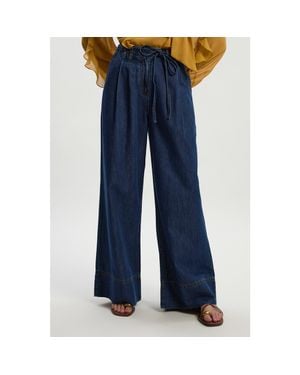 Karen Millen Denim Wide Legged Pants - Blue