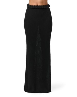 Naked Wardrobe Braided Waist Maxi Sweater Skirt - Black