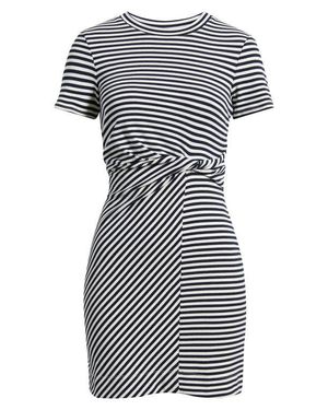 floral dress and denim jacket 100% Cotton White Stripe Mini T-Shirt Dress - All Dresses main image 0