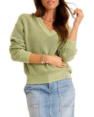 Tommy Bahama Palms Cotton V-Neck Sweater - Green