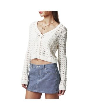 Florence By Mills Textured Knit Cropped Cardigan - Gray
