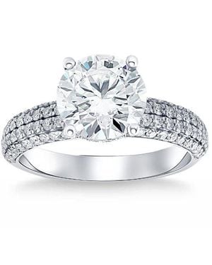 Bliss Diamond Certified 3.66Ct Micro Pave Diamond Engagement Ring 10K Lab Grown - Metallic