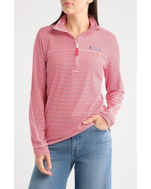 Vineyard Vines Microstripe Sankaty Half Zip Shep Shirt - Red