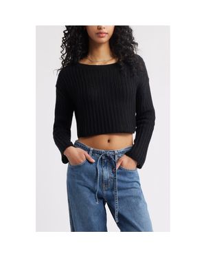 BP. Open Stitch Crop Sweater - Black