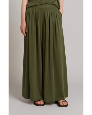 MM by Max Mara Cicala Pleated Wide Leg Jersey Pants - Green