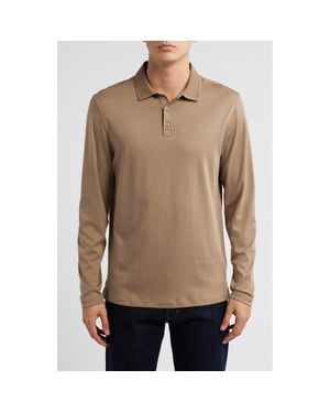 Robert Barakett Georgia Long Sleeve Polo - Brown