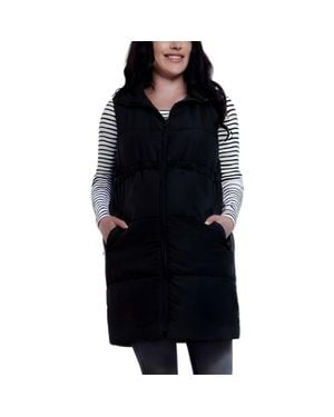 Motherhood Maternity Woven Full-Zip Sleeveless Quilted Puffer Vest - Black