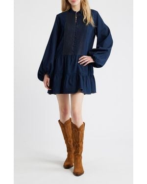 Bardot Antonia Long Sleeve Chambray Minidress - Blue