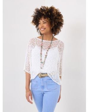 Joe Browns Popcorn Knit Pullover Sweater - White