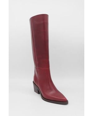 Stivali New York Eleganza Knee High Leather Boots - Red