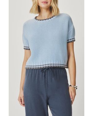 Splendid Ann Marie Short Sleeve Cotton Sweater - Blue