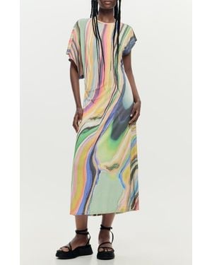 Desigual Stripe Asymmetric Maxi Dress - Multicolor