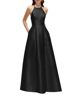 Alfred Sung A-Line Satin Gown - Black