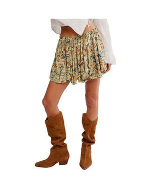 Free People One Third Charm Shine Print Miniskirt - Yellow