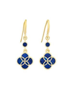 Jan Leslie Petal Gemstone With 18K Overlay Sterling Drop Earring - Blue