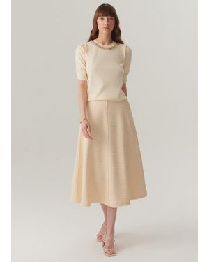 Exquise Ruth Midi Flared Skirt - Natural