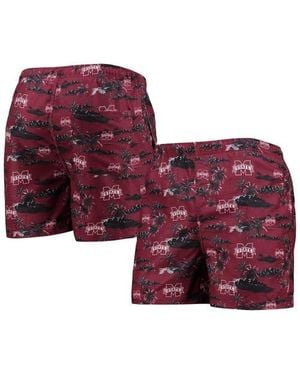 FOCO Mississippi State Bulldogs Island Palm Swim Trunks - Red