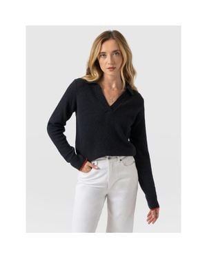 Saint + Sofia Delphi Polo Knit - Black