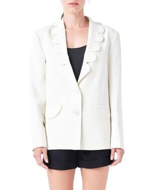 English Factory Scallop Collar Blazer - White