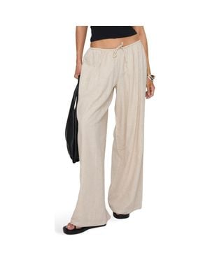 Princess Polly Beach Comber Wide Leg Linen & Cotton Drawstring Pants - Natural