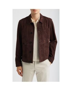 Reiss Wilstead Suede Shirt Jacket - Brown