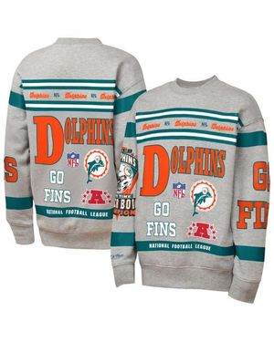Mitchell & Ness Youth Miami Dolphins Throwback All-Over Print Fleece Sweatshirt - Gray
