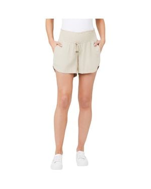 Ripe Maternity Indi Shirred Maternity Linen Short With Smocked Waist - White