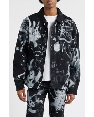 RTA Norris Graffiti Shirt Jacket - Black