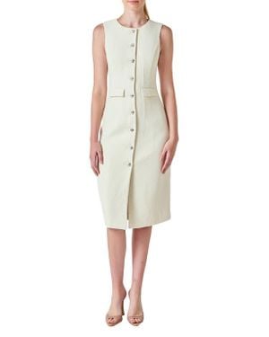 Endless Rose Sleeveless Tweed Midi Dress - White
