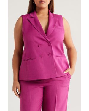 Tahari Double Breasted Sleeveless Jacket - Pink