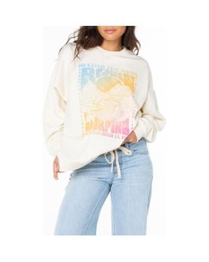 Roxy Line Up Oversize Graphic Sweatshirt - Blue