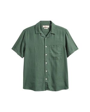 Solid Allan Solid Linen Blend Camp Shirt - Green