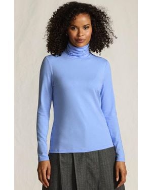 Lands' End Lightweight Jersey Long Sleeve Turtleneck - Blue
