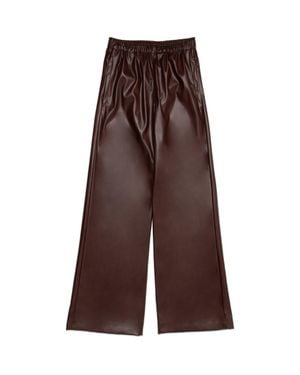 DELUC Dante Wide Leg Faux Leather Pants - Brown