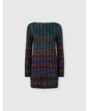 オールインワン・サロペット Missoni Black Chevron Cotton Viscose Polo Mini Dress Polo mini-dress in cotton and chevron viscose