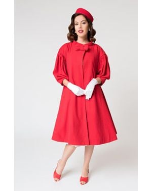 Unique Vintage 1960S Flare Swing Coat - Red